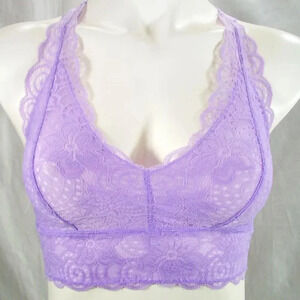 Bongo Juniors' Lace Wire Free Racerback Bralette Size XS X-SMALL Pastel Lilac  N